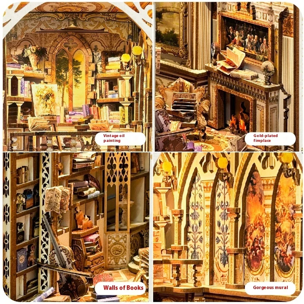 خزانة خشبية مصنوعة يدويًا للأص - مراجعة Diy Wooden Book Nook Kit Shelf Insert وسعره