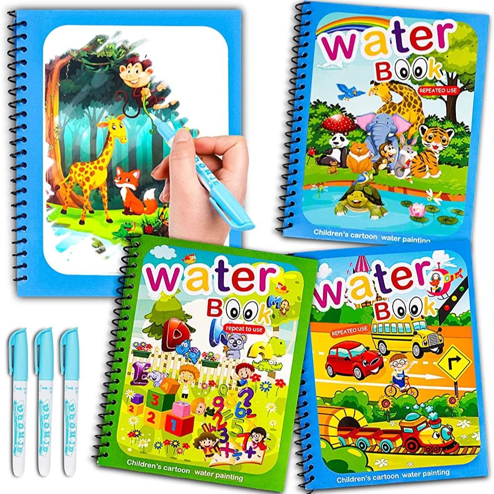 كتاب سحري للرسم المائي ألعاب م - مراجعة Reusable Water Magic Coloring Book وسعره
