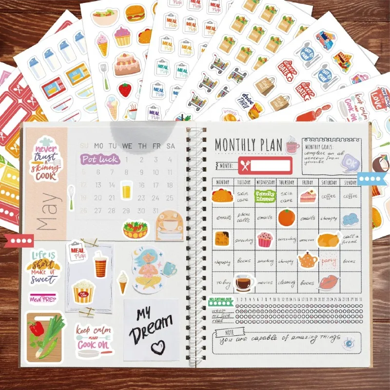 ملصقات تخطيط الطعام، ملصقات تز - مراجعة Stationery Books وسعره