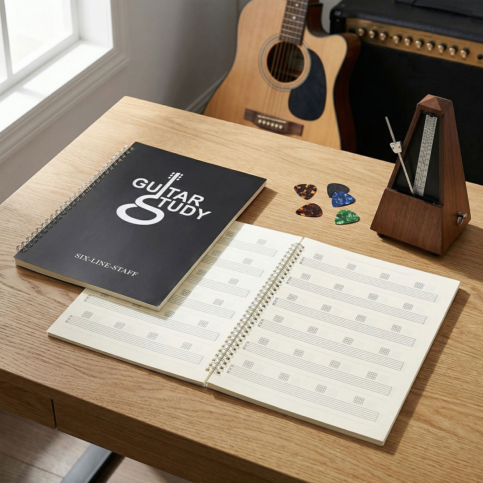 2 قطعة دفتر تبليت جيتار 6 أوتا - مراجعة Blank Sheet Music Notebook وسعره