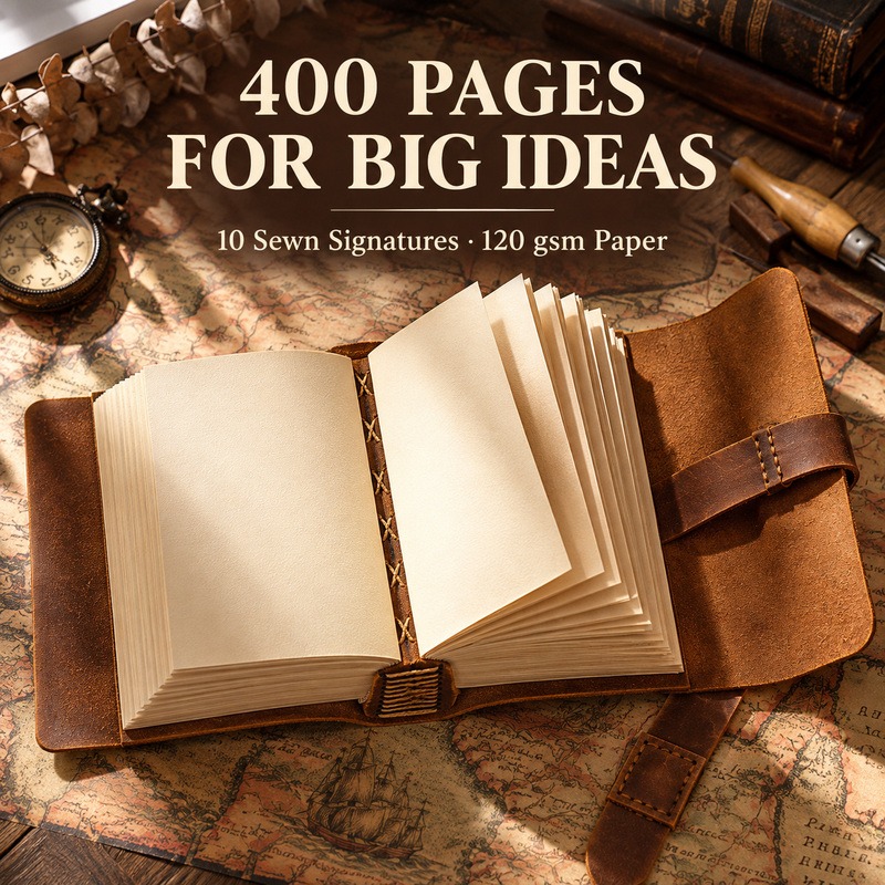 دفتر ملاحظات جلدي مصنوع يدويًا - مراجعة Vintage Leather Journal Notebook وسعره